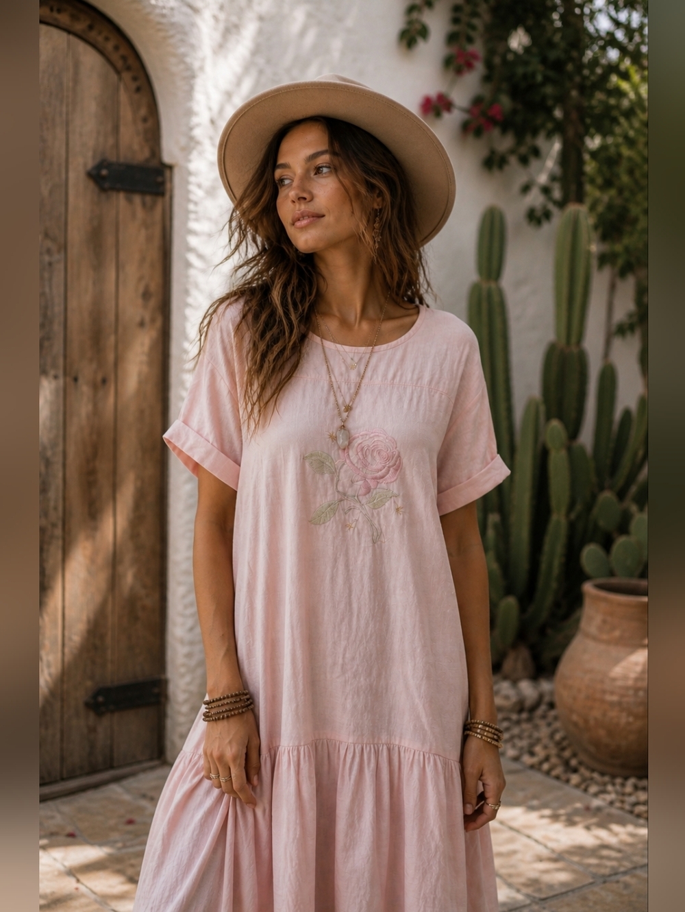 Vintage Johnny Was pink rose print tee shirtS